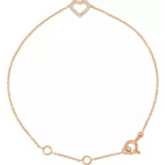 handmade Jewelry - Diamond Heart Chain Bracelet Rose Gold 14K 7 inch